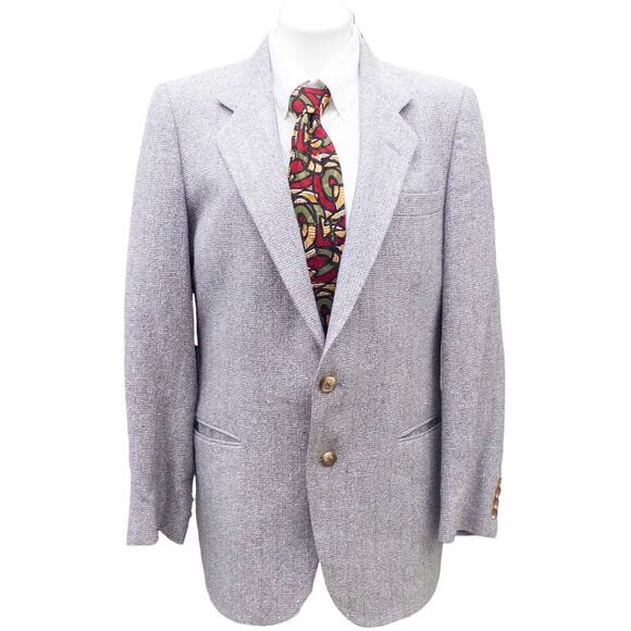 Valentino Men's Woven Pure Silk Sport Coat Blazer 41 Blue Tan - Picture 1 of 6